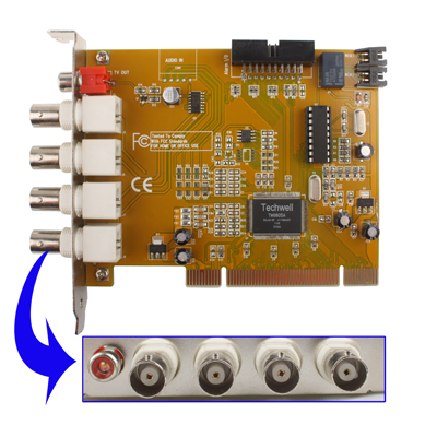 PCI 4 Channel DVR Mpeg4 Video Capture Card (BNC)