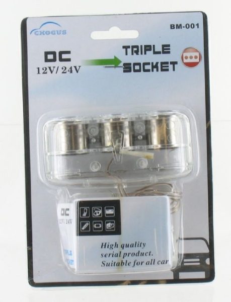 12 Volt 3 Port Auto Splitter
