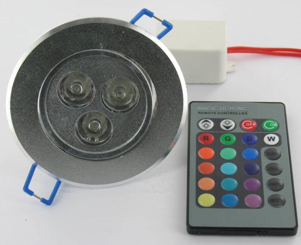 3 Watt RGB LED Downlight with IR Remote Control