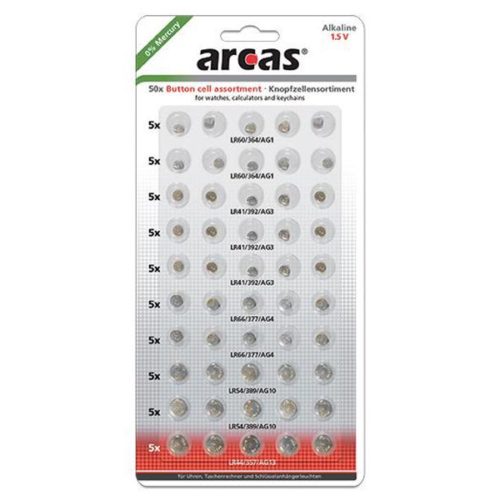 Battery Arcas Button Cells Set AG1-AG13 0% Mercury