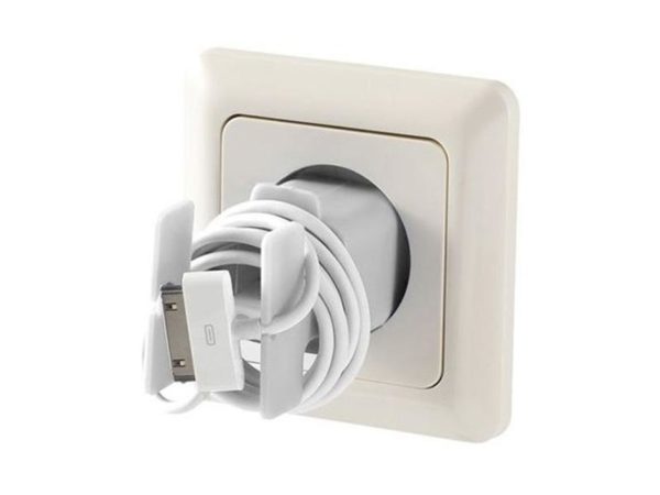 Cell Phone Charging Cable Organizer & Holder (White)