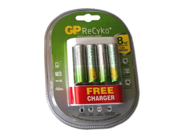 GP ReCyko USB Charger + 4 rechargable batteries AA (2000mAh)