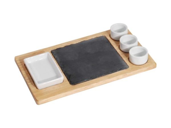 MK Bamboo DORTMUND - Chip & Dip Set with Slate Board (6-pcs)