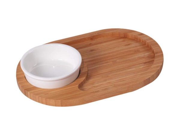 MK Bamboo HAMBURG - Oval Chip & Dip Tray Set with 1 Bowl
