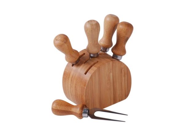 MK Bamboo TOULOUSE - 5 Cheese Knives with Holder