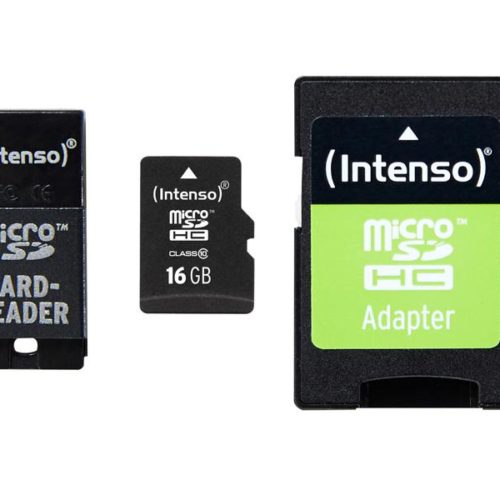 MicroSDHC 16GB Intenso CL10 +USB und SD Adapter Blister