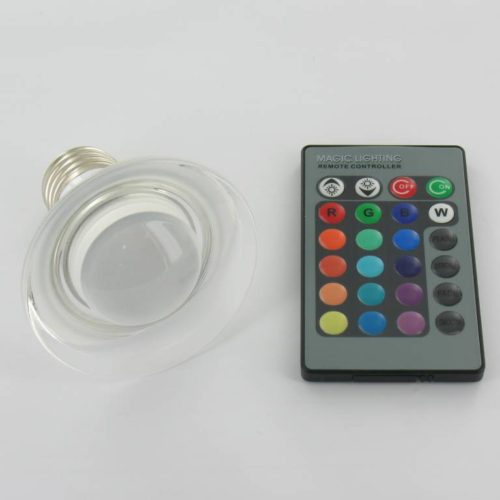RGB 3 Watt LED Glass' Spot E27 with IR Remote Control