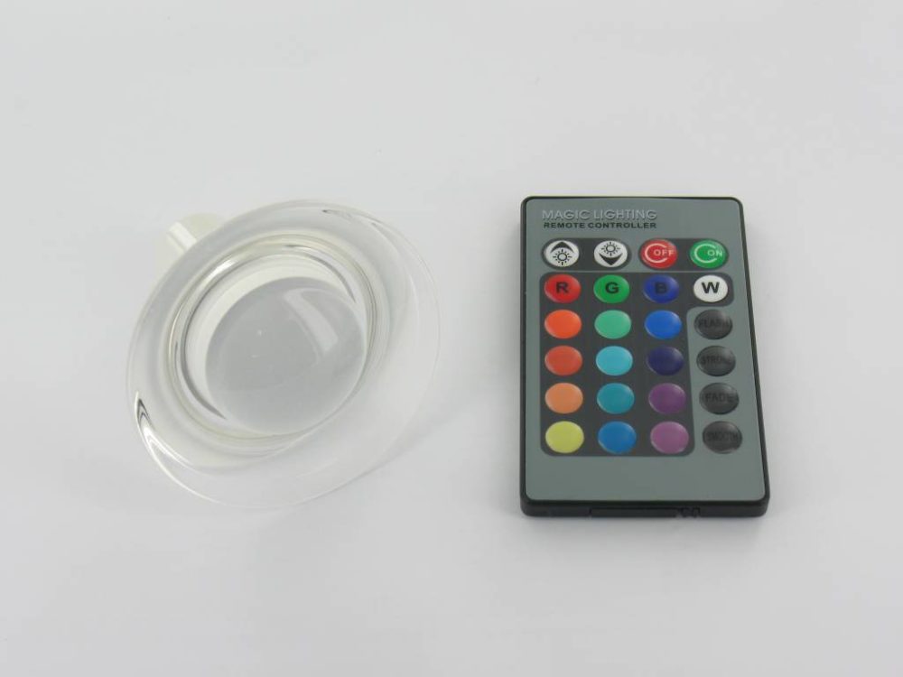 RGB 3 Watt LED Glass' Spot GU10 with IR Remote Control