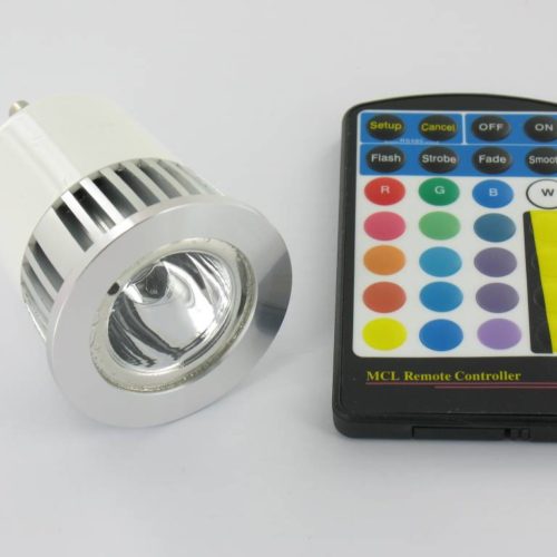 RGB 5 Watt LED Spot GU10 with IR Remote Control