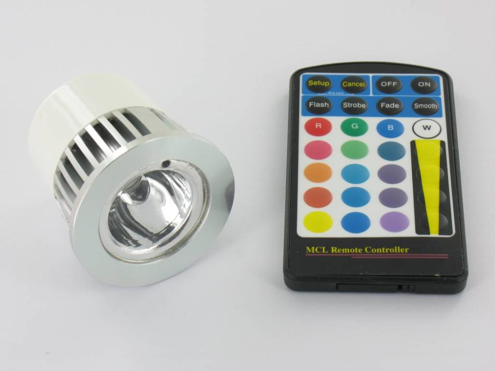 RGB 5 Watt LED Spot MR16 with IR Remote Control