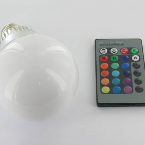 RGB 5 Watt LED bulb 'E27 with IR Remote Control