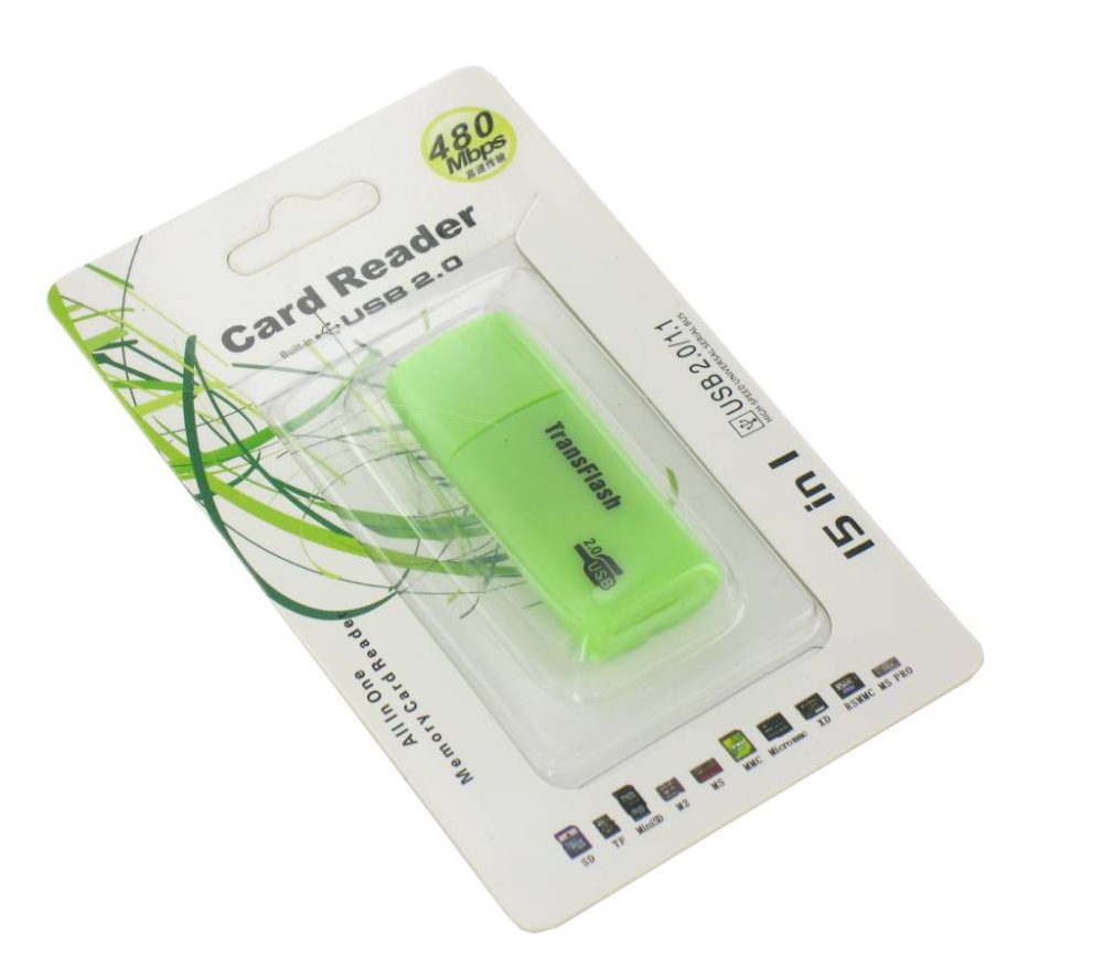 USB 2.0 MicroSDHC Card Reader Green