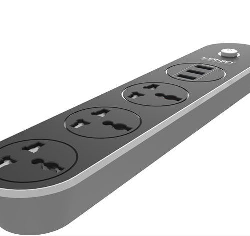 Πολύπριζο, LDNIO SC3301, 3 υποδοχές, 3 φόρτισης USB θύρες, 3.1A, 1,6m, Μαύρο - 14364