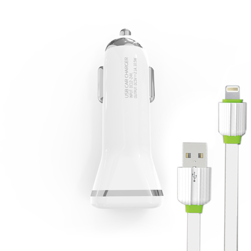Φορτιστη πρίζας αυτοκινήτου, ΕΜΥ MY-114, 5V 2.4α, Universal, 2xUSB, Micro USB καλώδιο, Λευκό - 14440