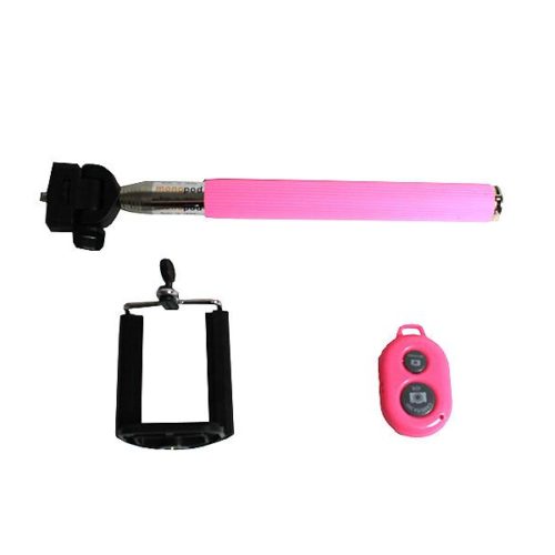 Monopod for Handy & Camera SELFIE MAKER with Automatic Release (pink)