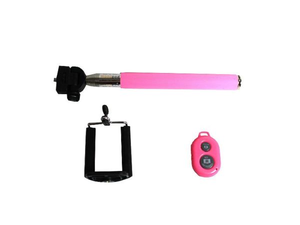 Monopod for Handy & Camera SELFIE MAKER with Automatic Release (pink)