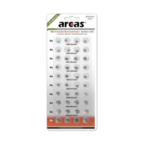 Battery Arcas Button Cells Set AG3-AG13 0% Mercury