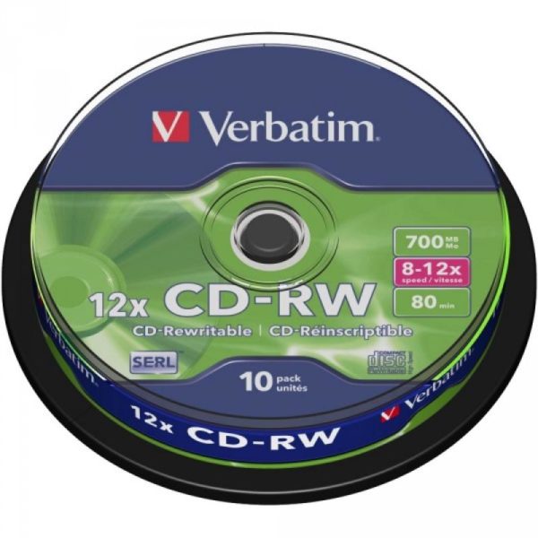 CD-RW 80 Verbatim 12x 10er Cakebox 43480