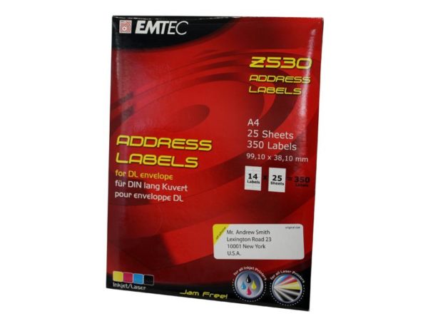 EMTEC Adressen Labels 350 pcs (14 Labels x 25 Sheets)