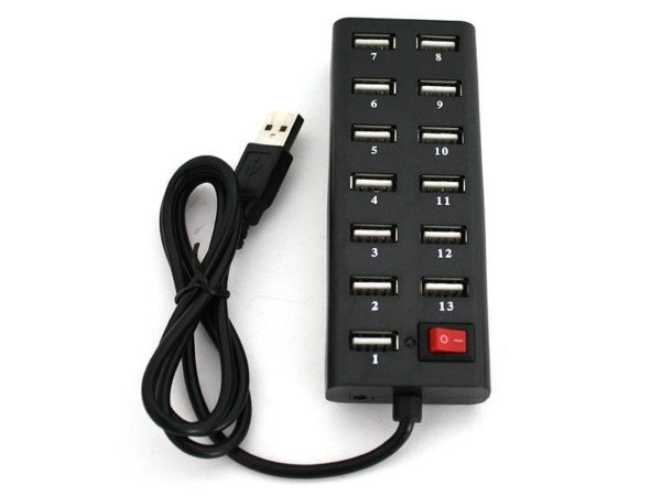 USB HUB 13-Port USB 2.0 with Switch black