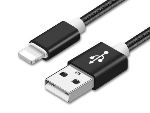 Charging cable for Iphone (USB-Lightning) - 1,0 Meter (Black-Nylon)