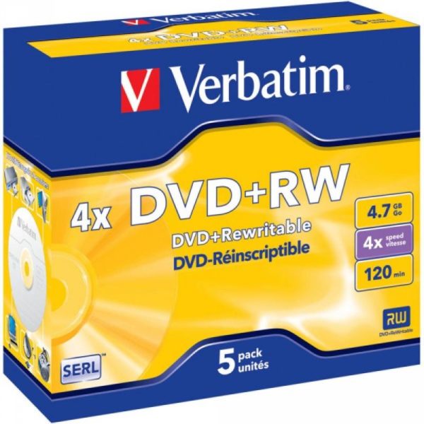 DVD+RW 4.7GB Verbatim 4x 5er Jewel Case 43229