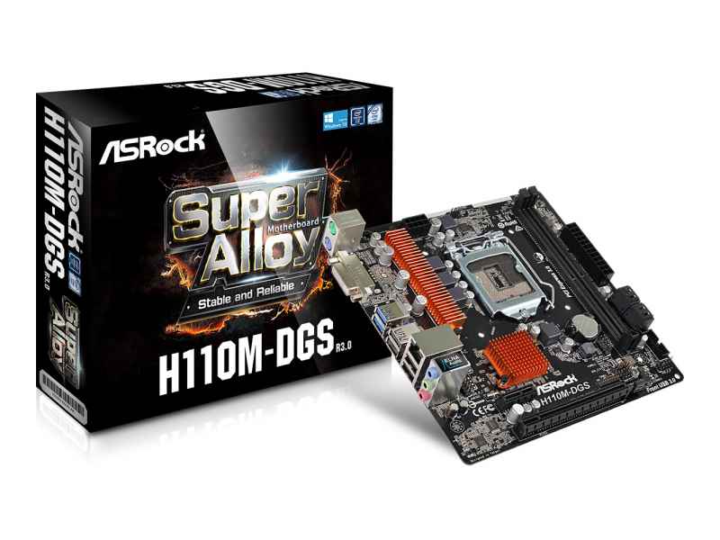 ASRock H110M-DGS R3.0 Intel H110 LGA 1151 (Socket H4) microATX motherboard 90-MXB4B0-A0UAYZ