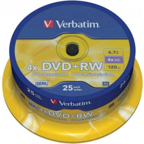 DVD+RW 4.7GB Verbatim 4x 25er Cakebox