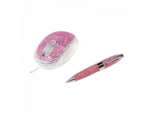 Logilink Designset aus Strassbesetzter Maus und Glitzerndem Touchpen (ID0124)