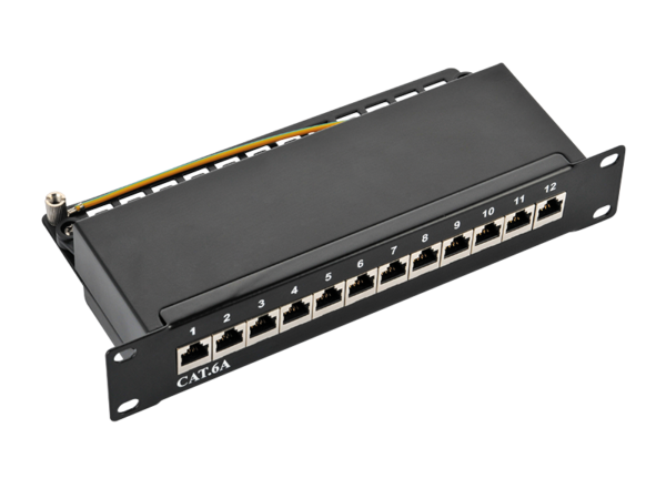 Logilink Patch Panel 10-mounting Cat.6A STP 12 ports, black (NP0052B)