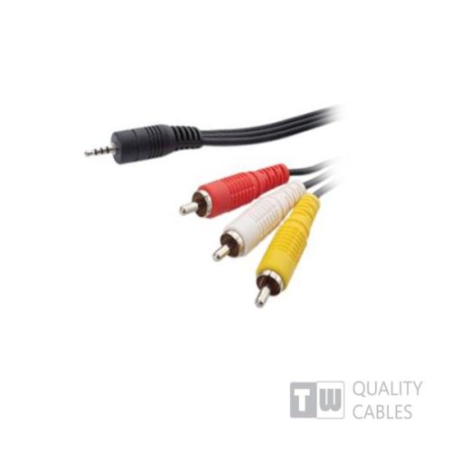 520 5M Nickel Stereo 3.5MM Plug 4 Pole To 3RCA Plug