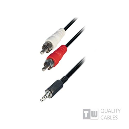 5m Stereo 3.5MM Plug To 2RCA Plug Nickel