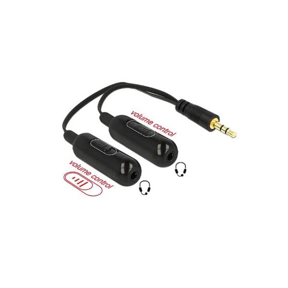 DELOCK Adapter Cable Audio Splitter Stereo Jack M 3.5 mm 3 pin to 2 x stereo jack F 3.5 mm 3 pin   V