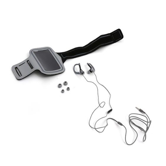 Ακουστικά με μικρόφωνο με Sport θήκη μπράτσου για Smartphones Γκρι Platinet