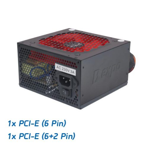Τροφοδοτικό 650w 2xPci express Dexpo 12cm red fan Black