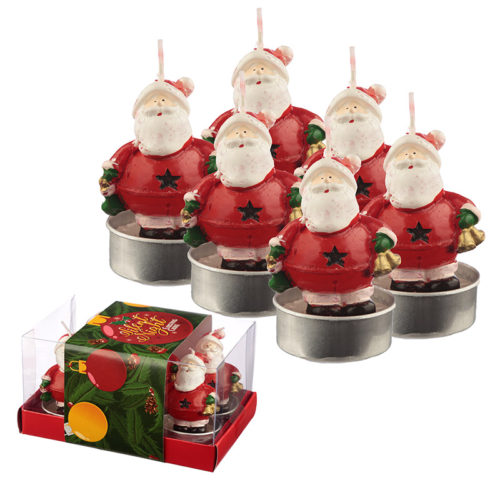 Christmas Tea Light Candle Set of 6 - Jingle Bells Santa