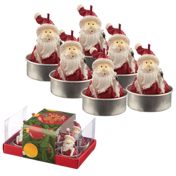 Christmas Tea Light Candle Set of 6 - Santa
