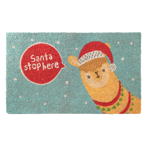 Coir Door Mat - Christmas Alpaca Slogan Design