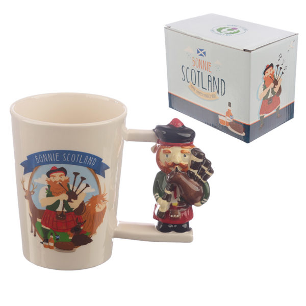Collectable Scottish Piper Shaped Handle Ceramic Mug