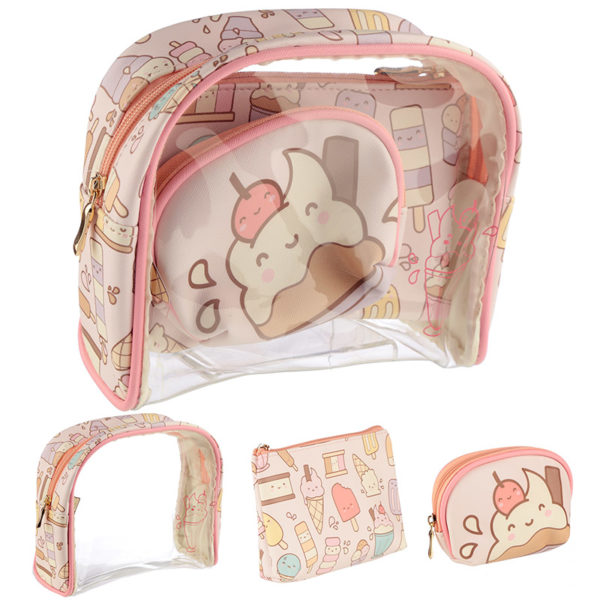Cute Kawaii Ice Cream Vanity Bag Set of 3