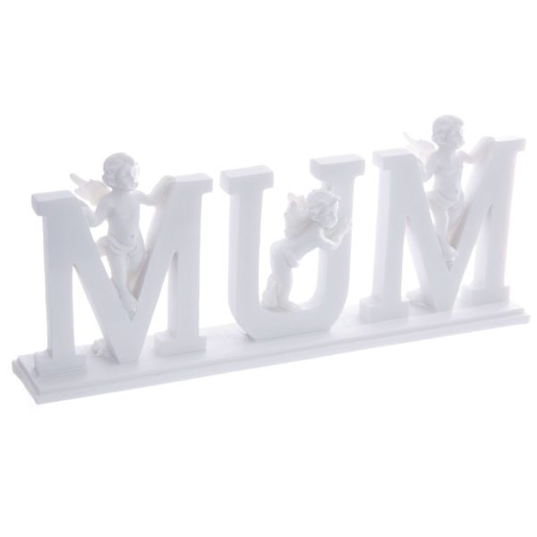 Cute MUM Letter Cherub Ornament on Base