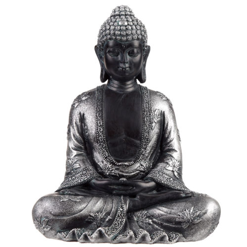 Decorative Black  and  Silver Thai Buddha - Peace