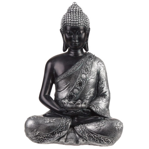 Decorative Black  and  Silver Thai Buddha - Tea Light Holder