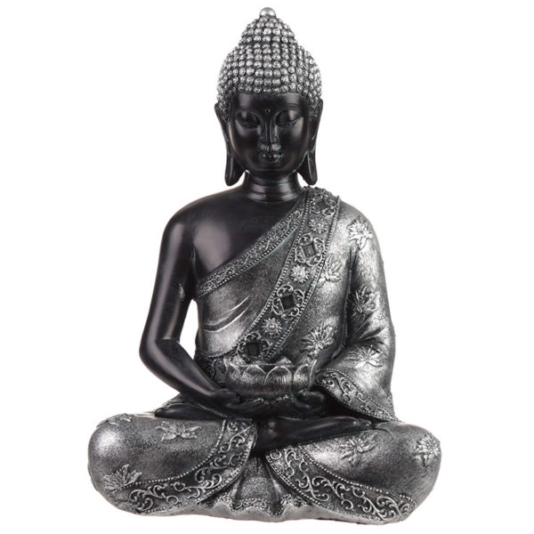 Decorative Black  and  Silver Thai Buddha - Tea Light Holder