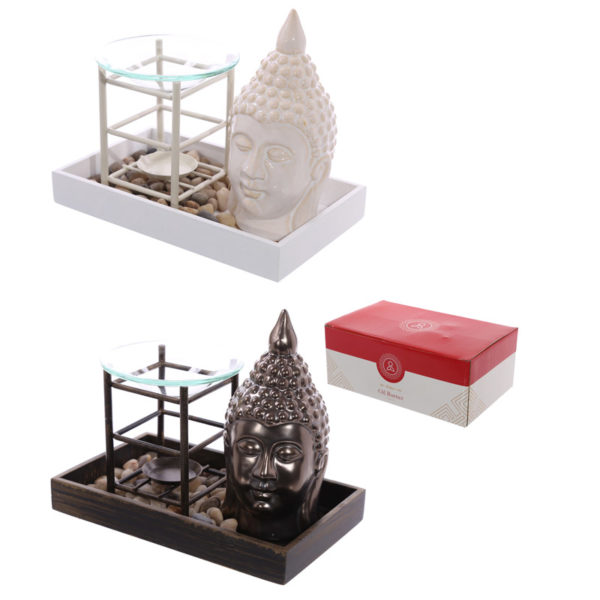 Decorative Buddha Ceramic Ornament and Oil Burner Pebble Tray