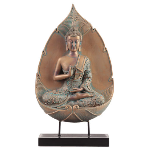 Decorative Copper  and  Verdigris Thai Buddha - Lotus Enlightenment