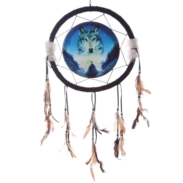 Decorative Cosmic Wolf Spirit in the Sky 34cm Dreamcatcher