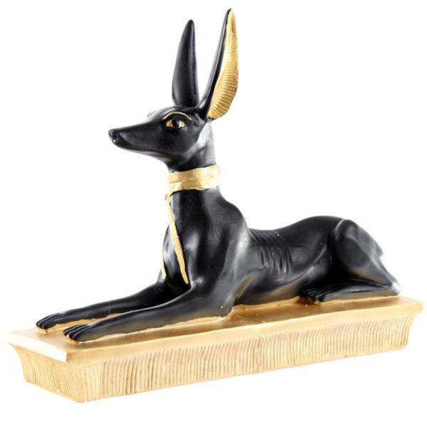 Decorative Gold and Black Egyptian Anubis Jackal Figurine