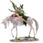 Decorative Green Woodland Fairy Resting on Unicorn
