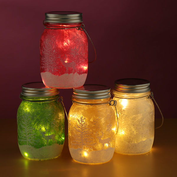 Decorative LED Christmas Scene Hanging Jar Light